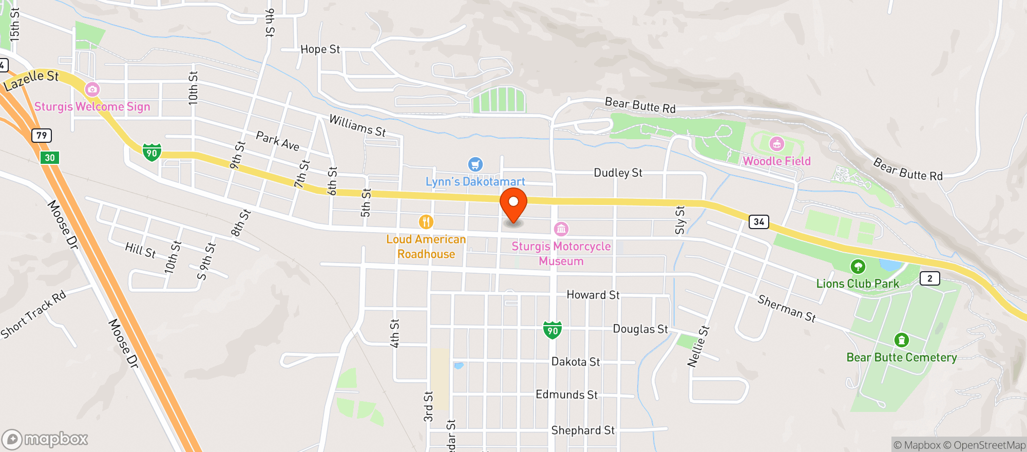 Map showing Emma S Ice Cream Emporium