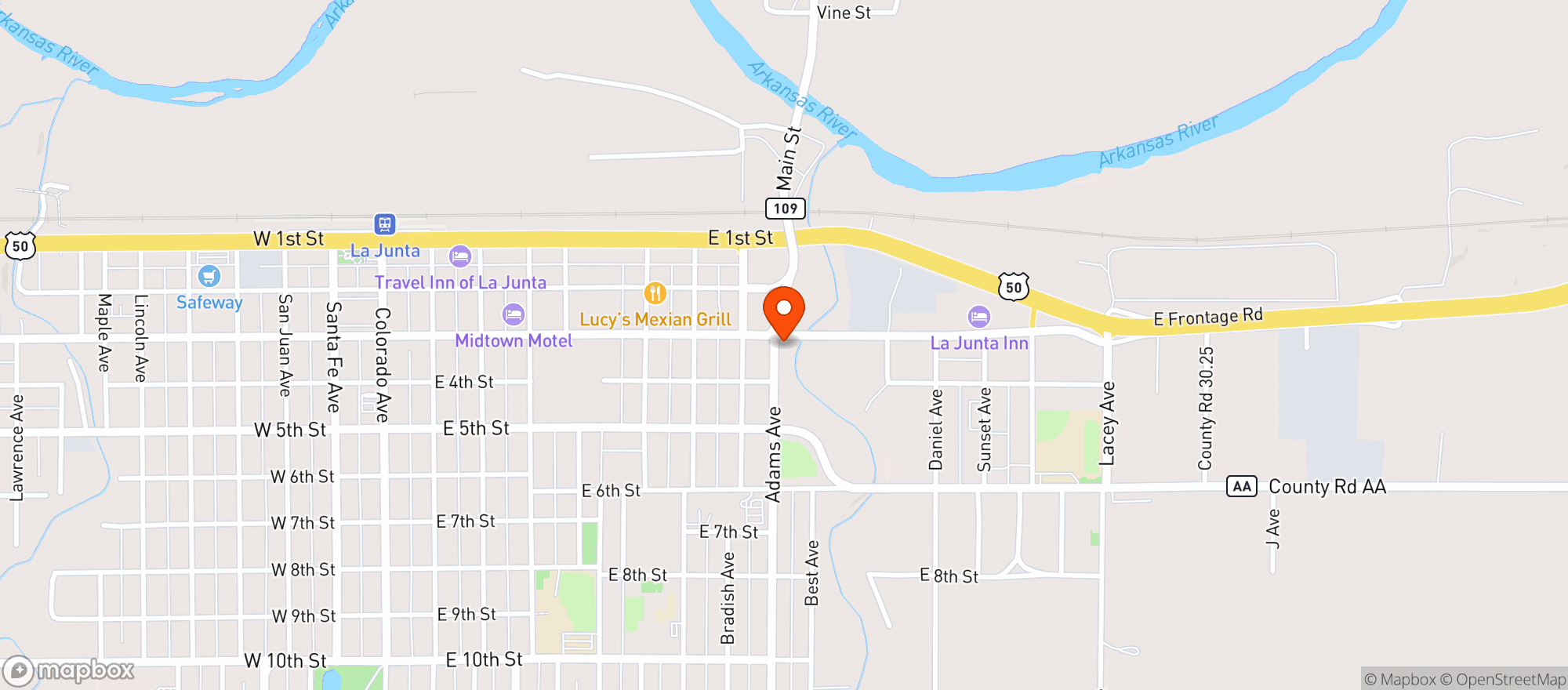 Map showing Boss Hogg's Saloon