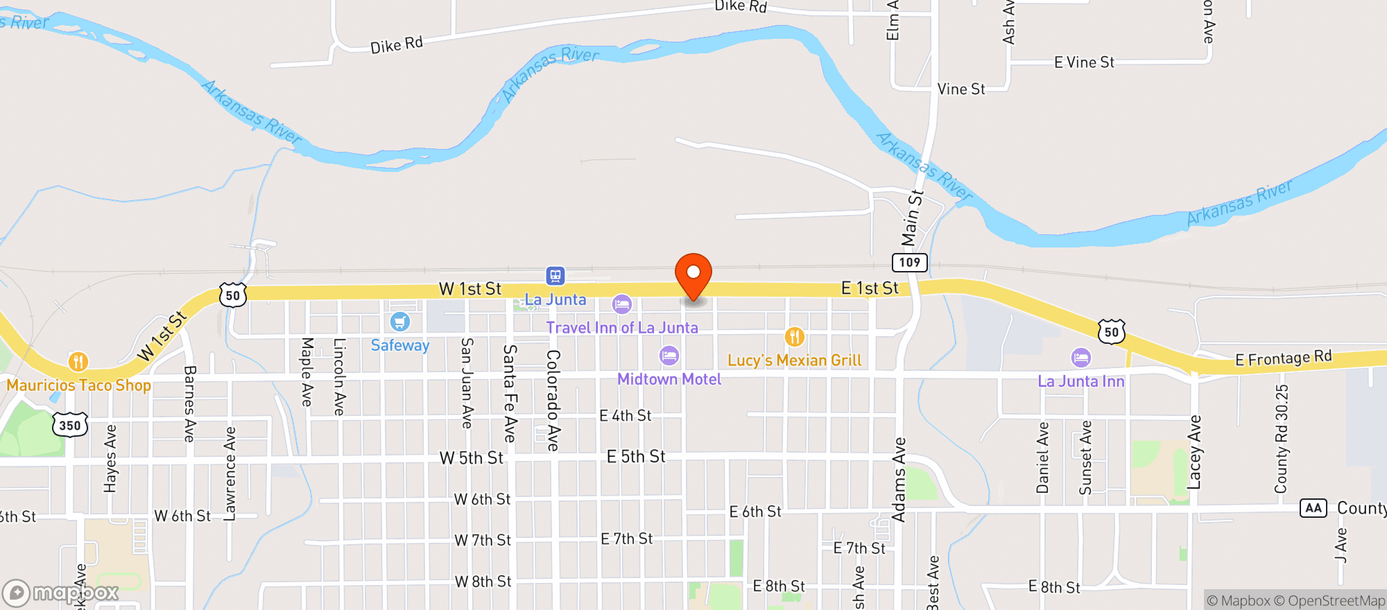 Map showing J & S Liquor - La Junta