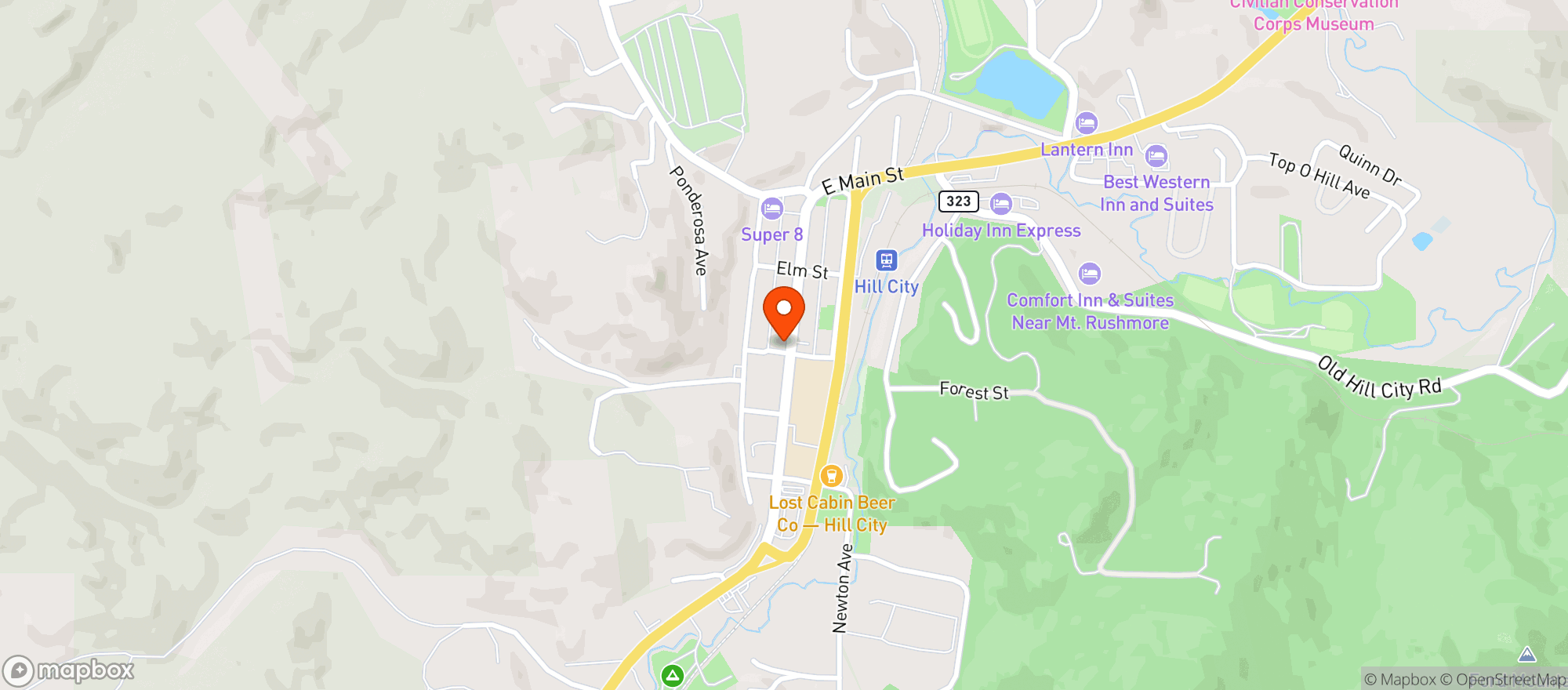Map showing The Pack Mule Hill City