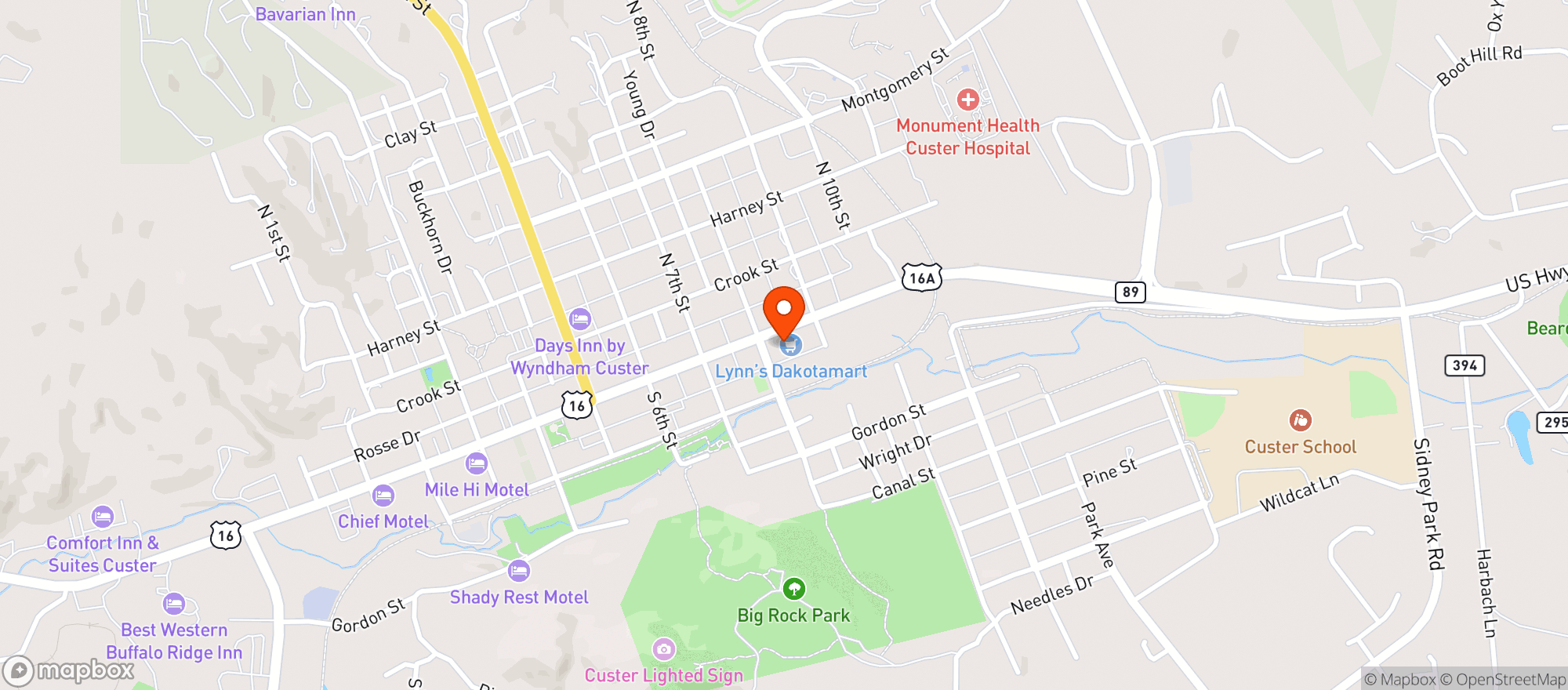 Map showing Lynns Dakotamart