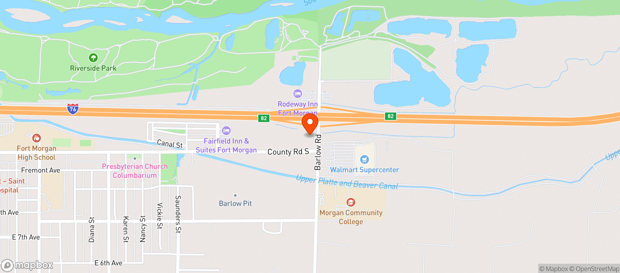 Map showing Reata Liquors - Fort Morgan