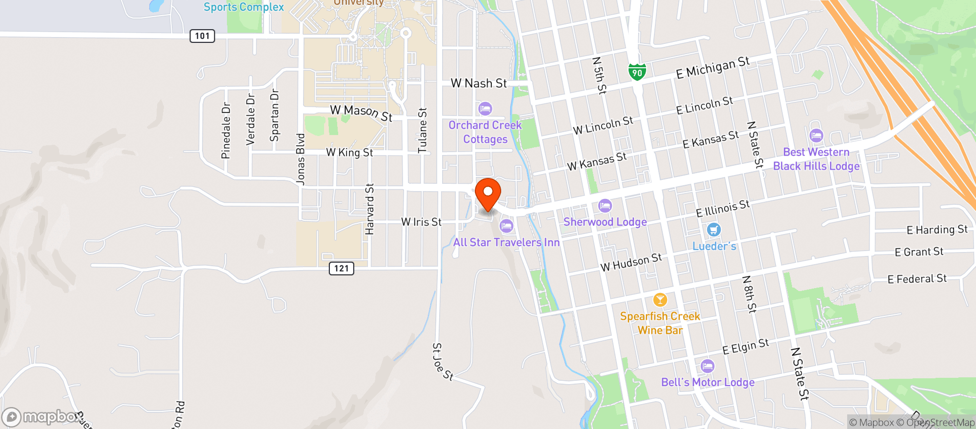 Map showing C&J Enterprises