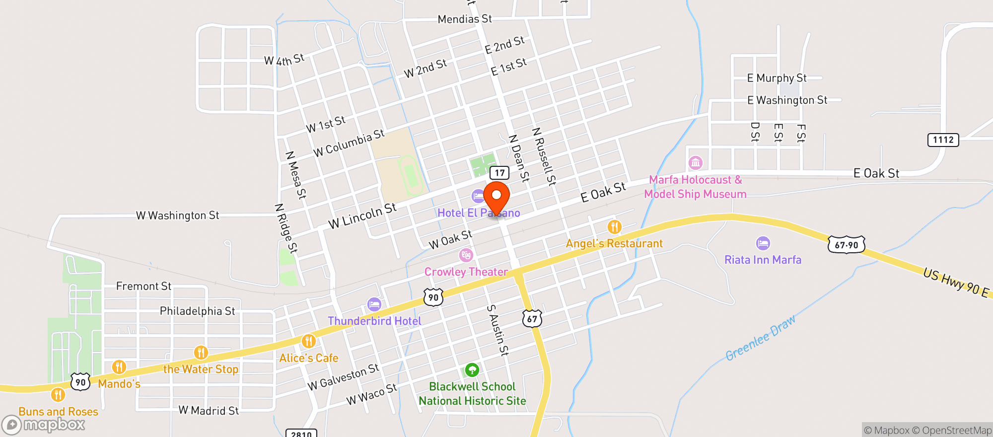 Map showing Margarets In Marfa