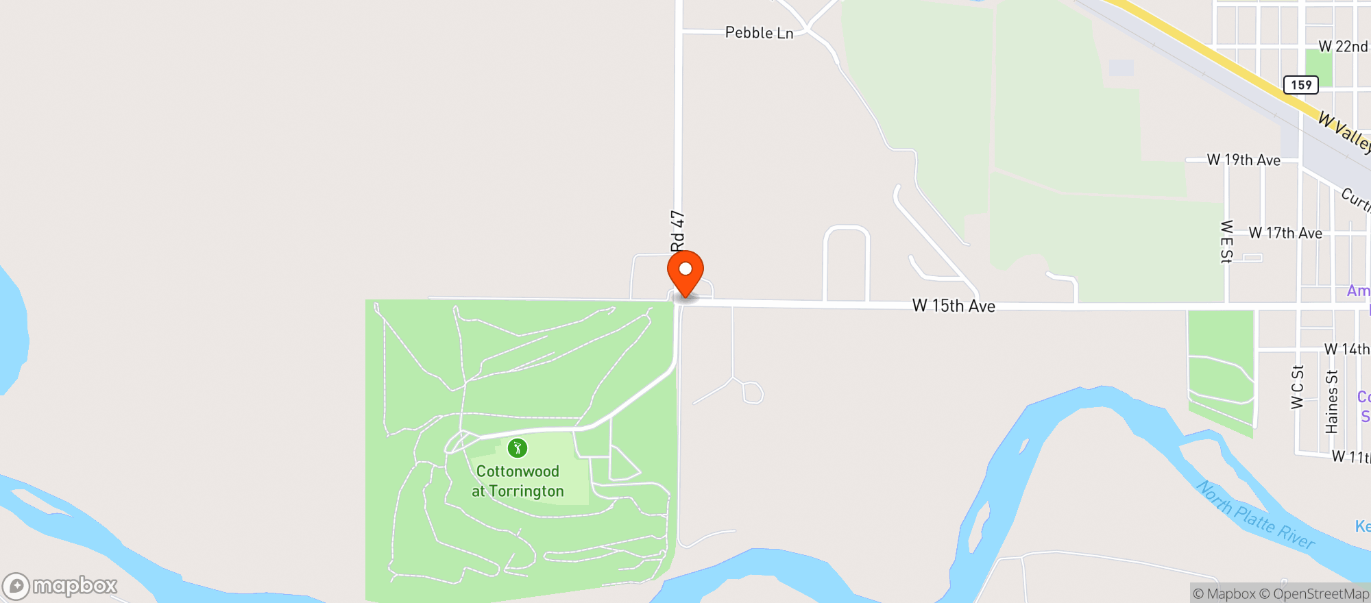 Map showing Cottonwood Golf Club