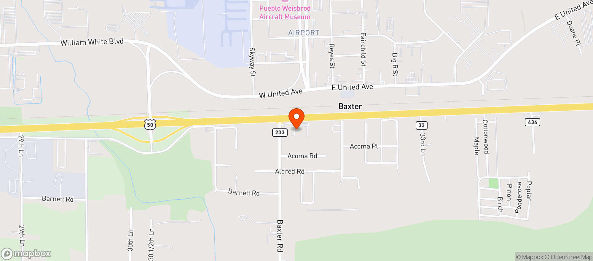 Map showing Baxter Liquor
