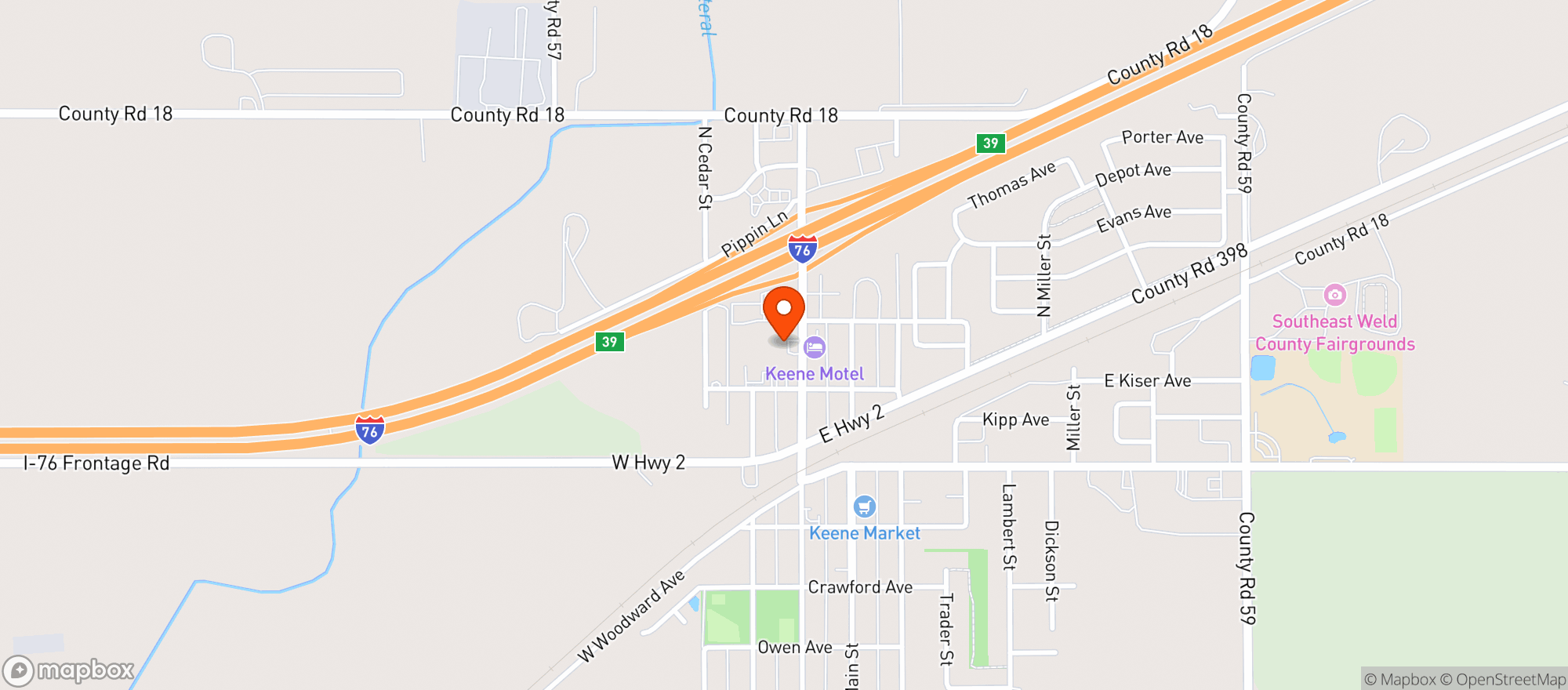 Map showing Market Street Mart