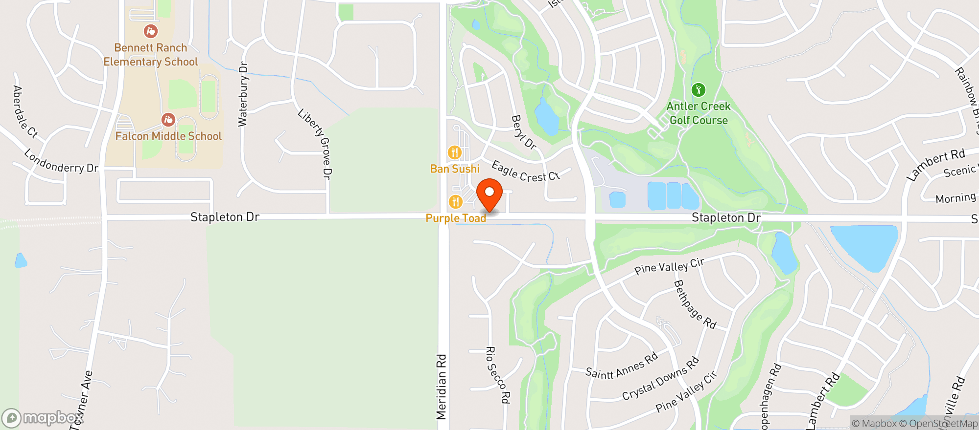 Map showing Meridian Ranch Liquor