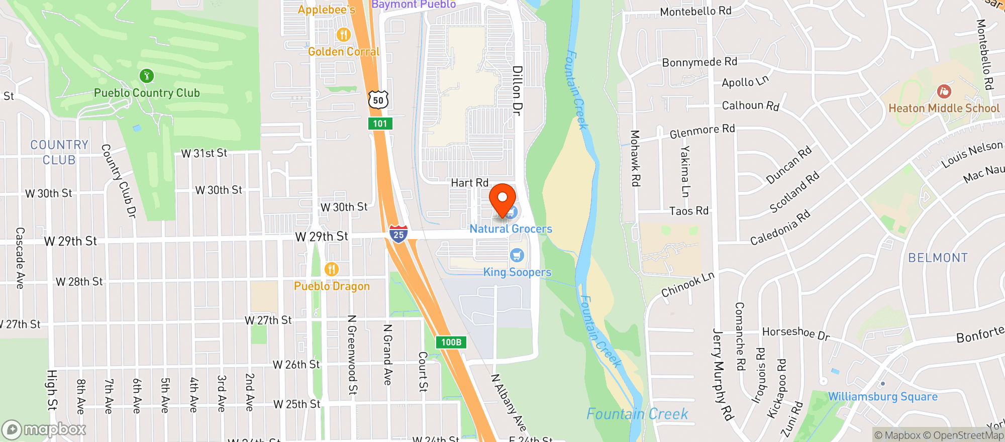 Map showing Natural Grocers by Vitamin Cottage - Natural Grocers by VC_Pueblo (PB) - 00530015