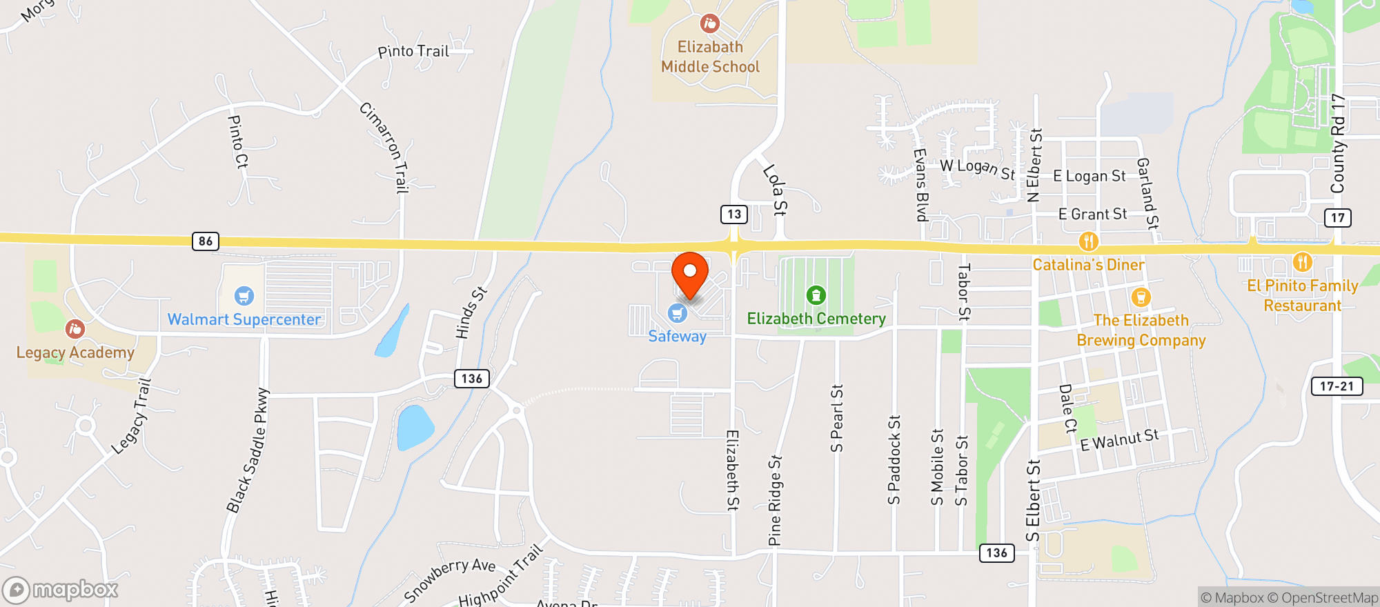 Map showing Safeway #1532 - Elizabeth