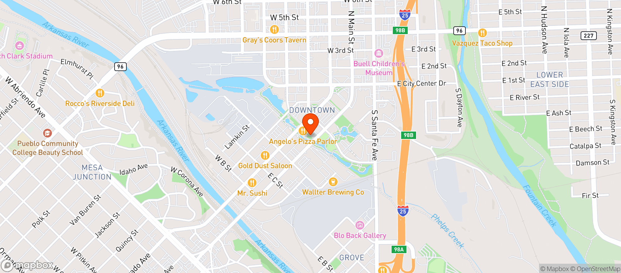 Map showing 1129 Spirits & Eatery