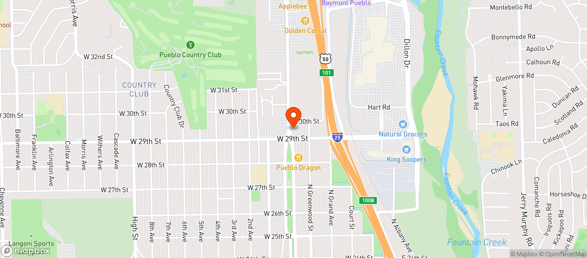 Map showing Two & Nine Bar And Grill