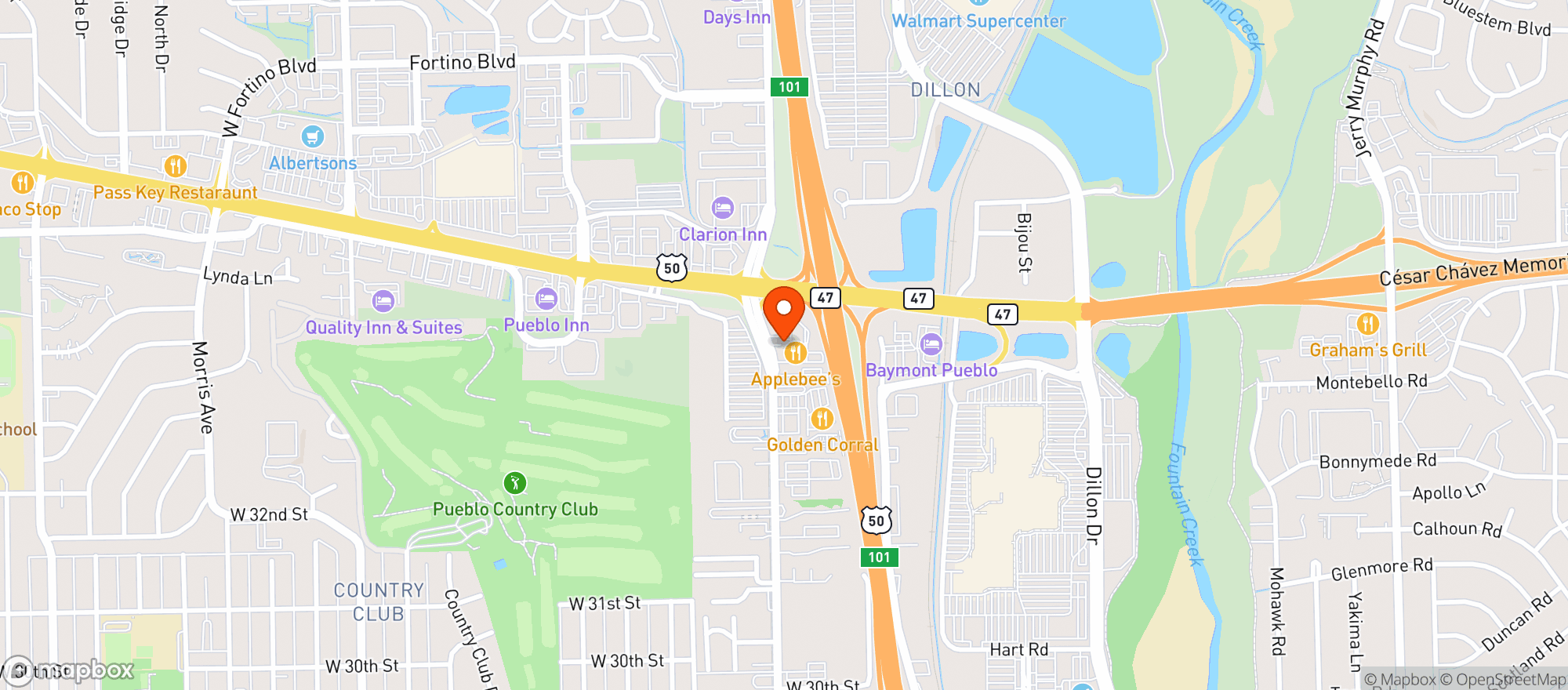 Map showing The Spot 420 - Pueblo