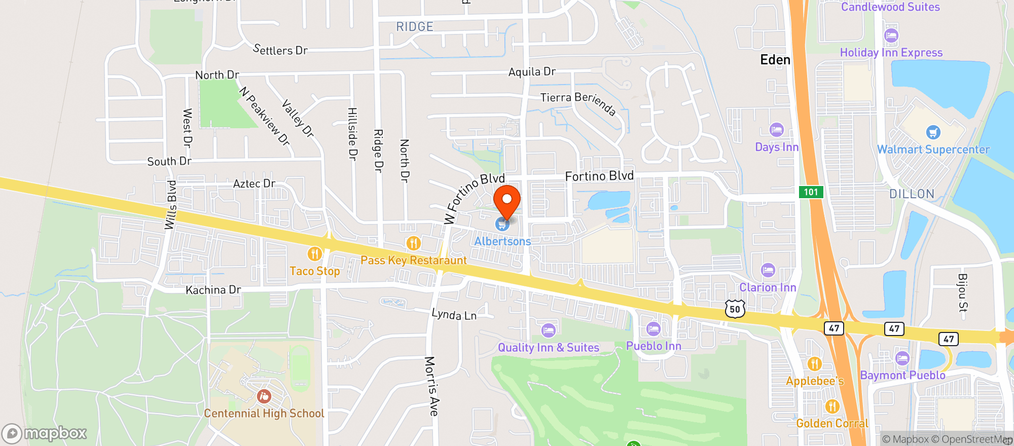 Map showing Albertson's #816 - Pueblo