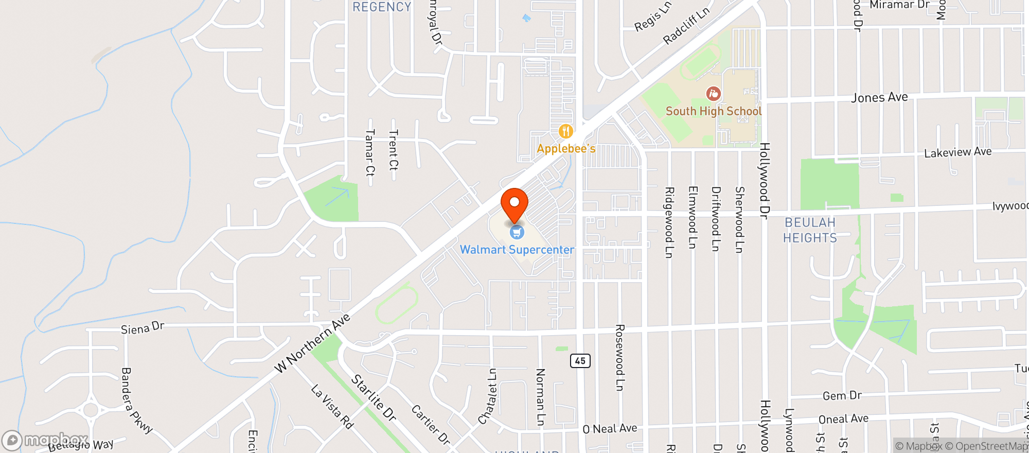 Map showing Walmart 1001