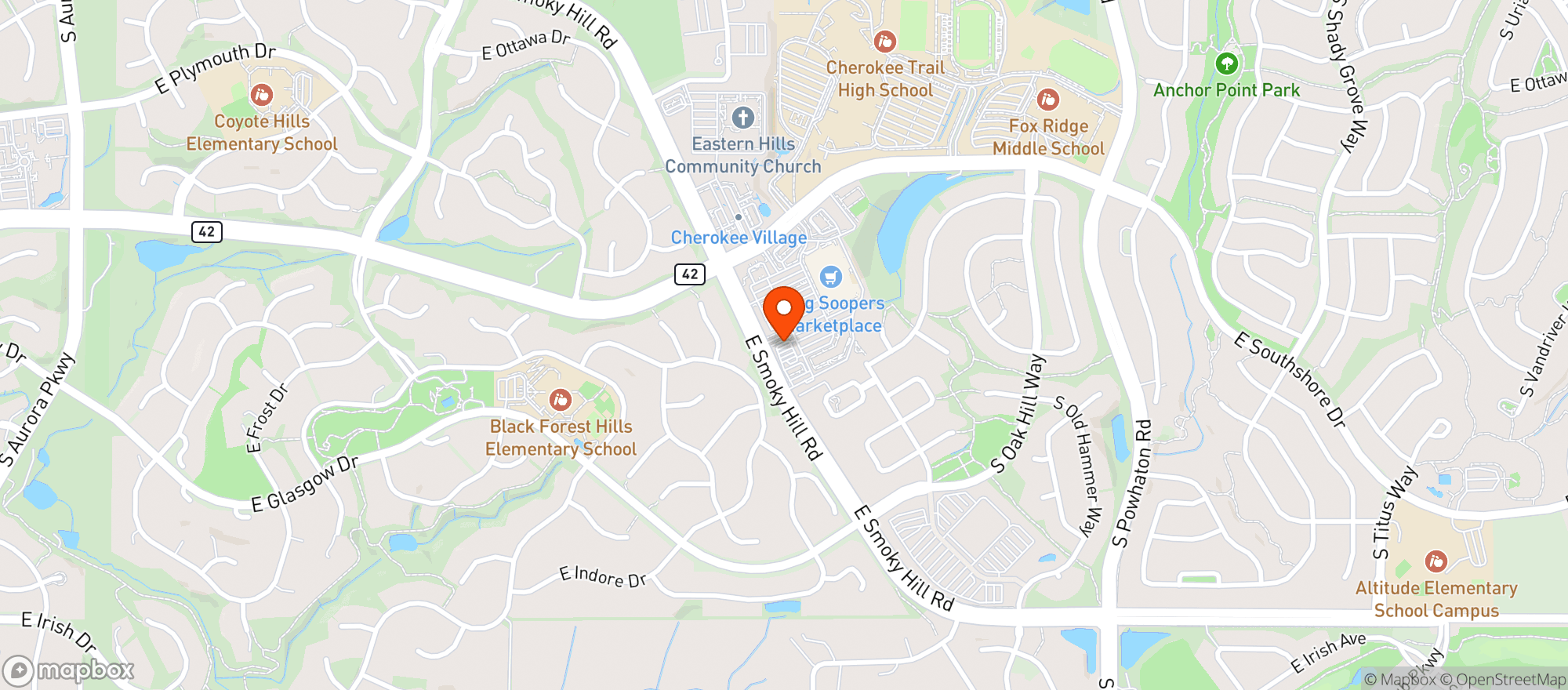 Map showing KING SOOPERS MARKETPLACE