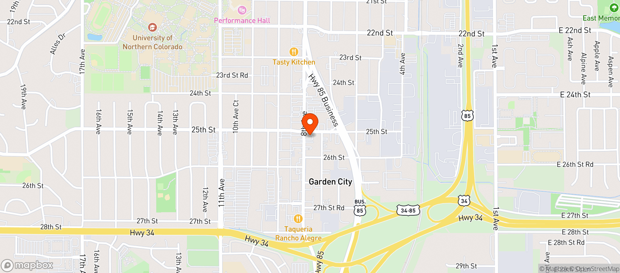 Map showing Starbuds Garden City