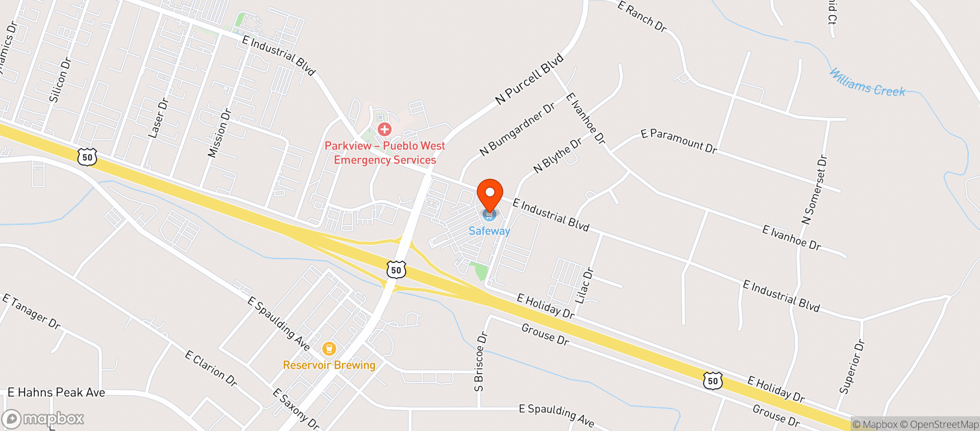 Map showing Safeway #1760 - Pueblo West