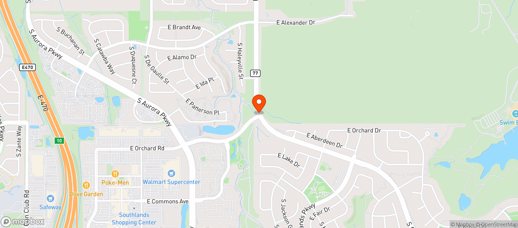 Map showing World Market Aurora Southlands