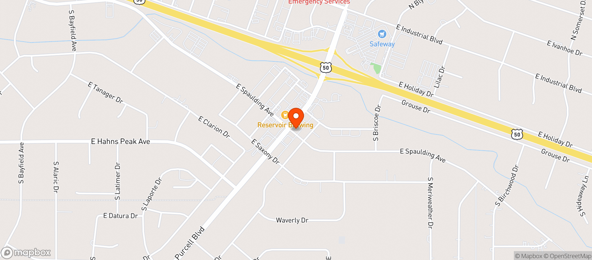 Map showing Purcell Blvd Liquor
