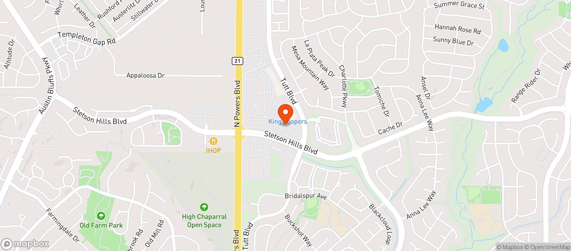 Map showing King Soopers