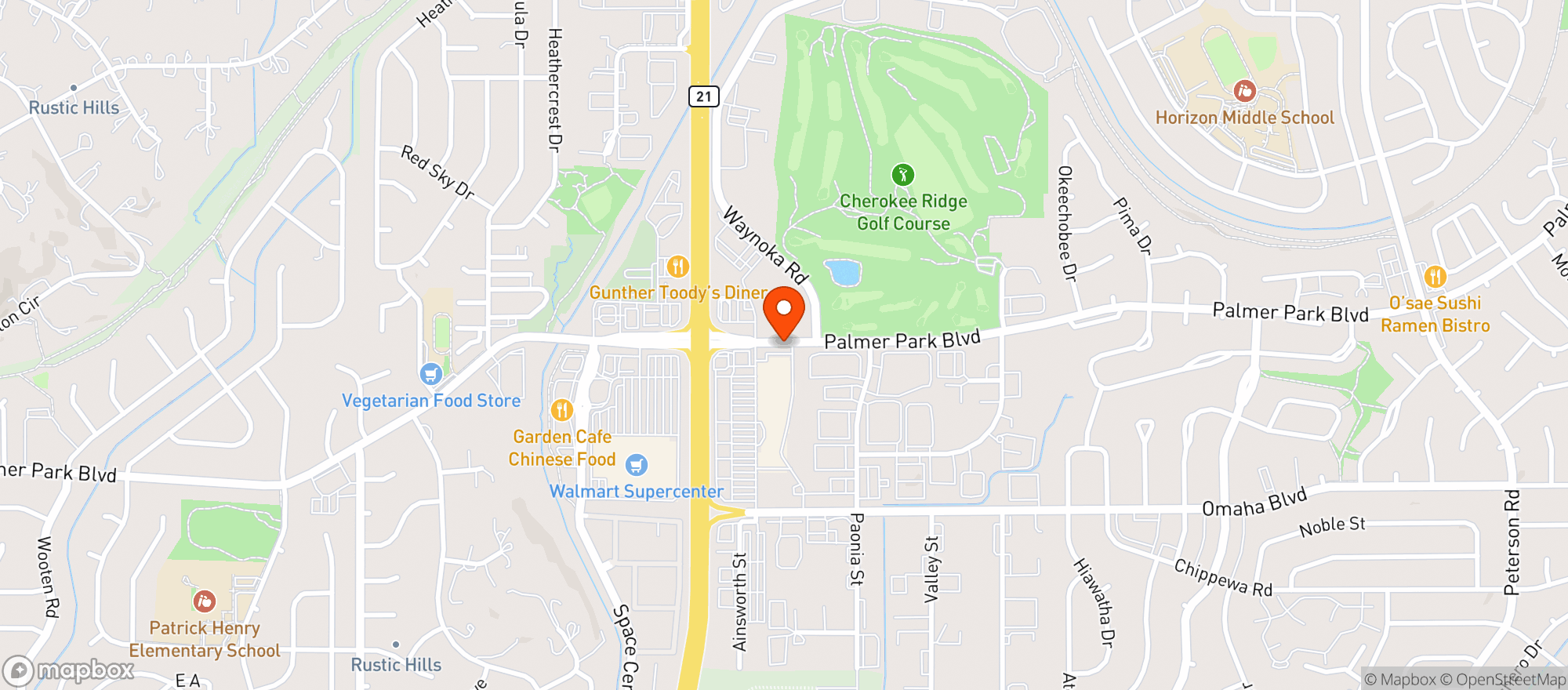 Map showing Powers Liquor Mart
