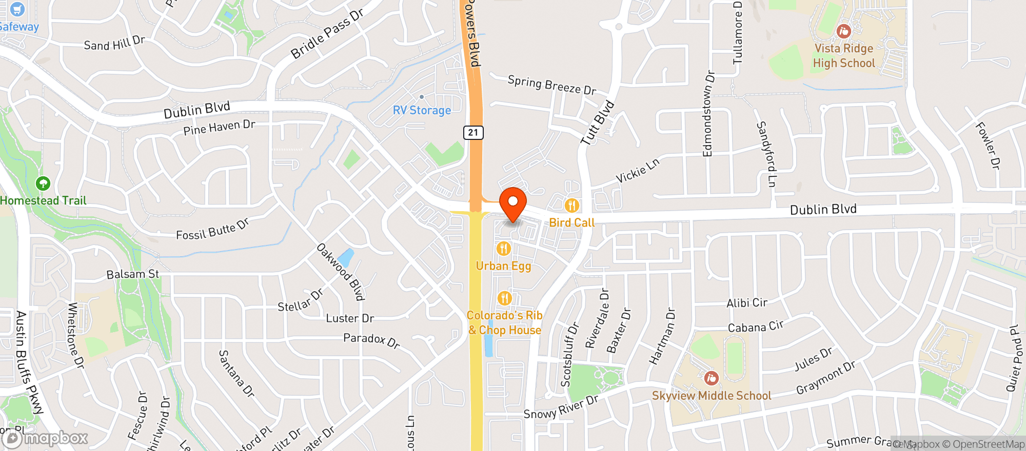 Map showing Fuzzys Taco Shop
