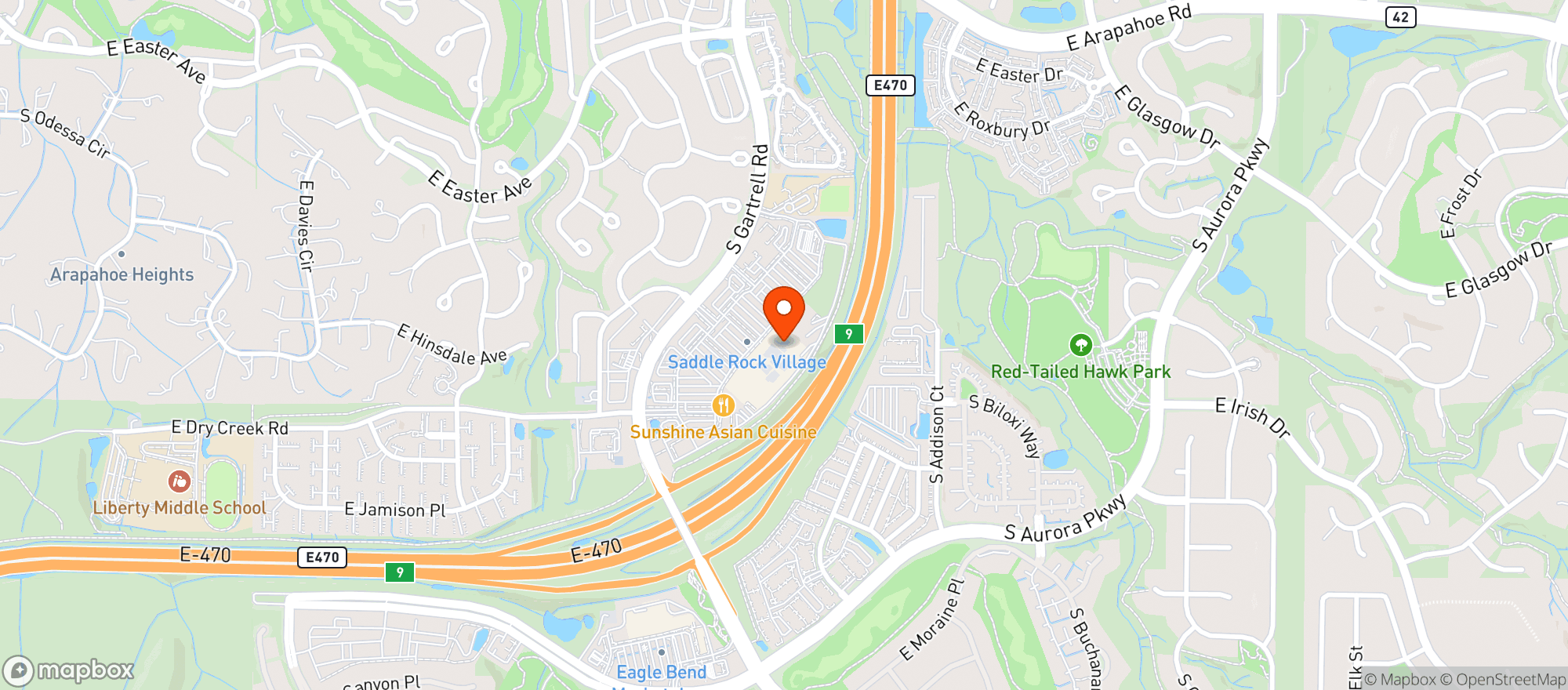 Map showing Target - Aurora Saddle Rock
