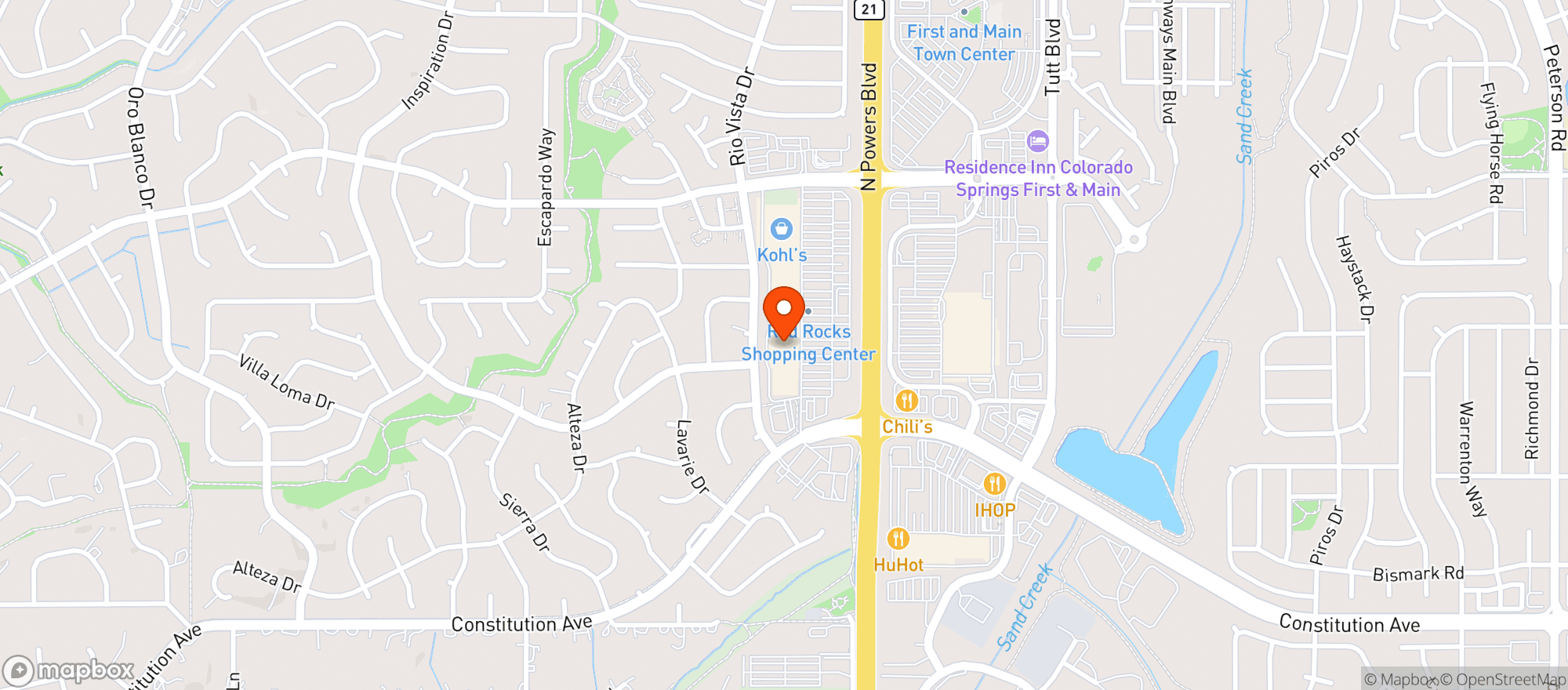 Map showing Safeway #1499 - Powers Blvd