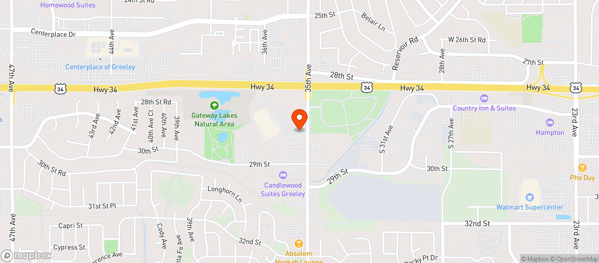 Map showing Natural Grocers - Greeley