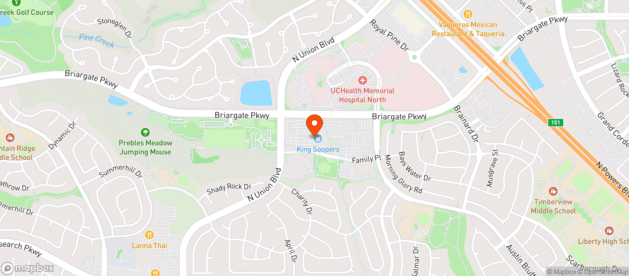 Map showing King Soopers