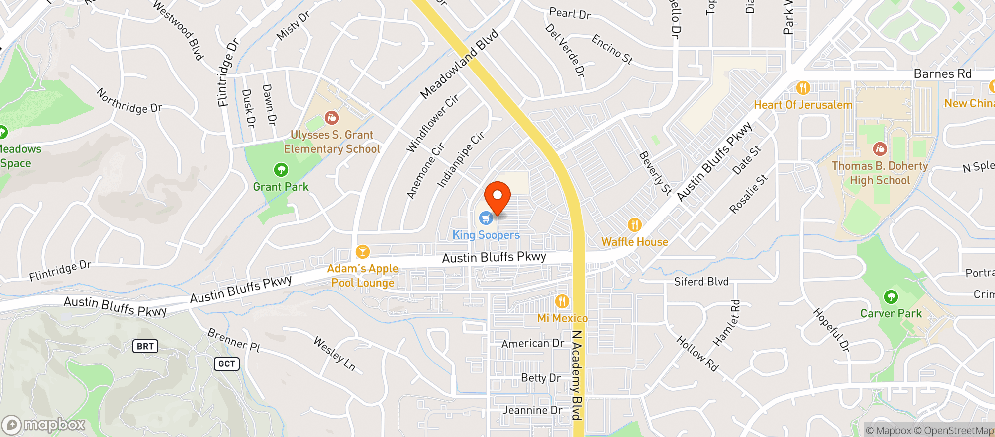Map showing King Soopers
