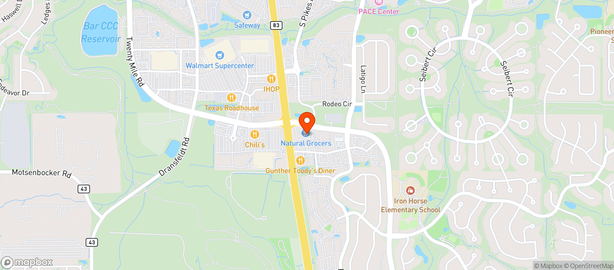 Map showing Natural Grocers by Vitamin Cottage - Natural Grocers by VC_Parker (PR) - 00530022