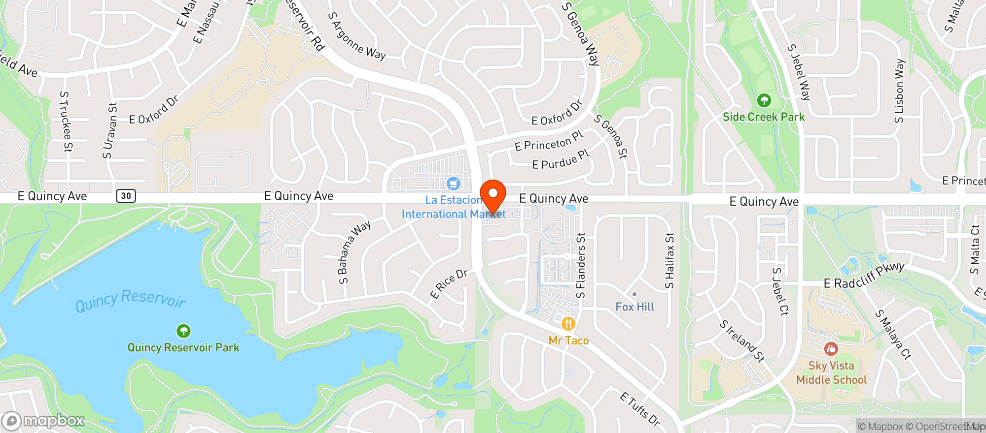 Map showing Quincy Liquors