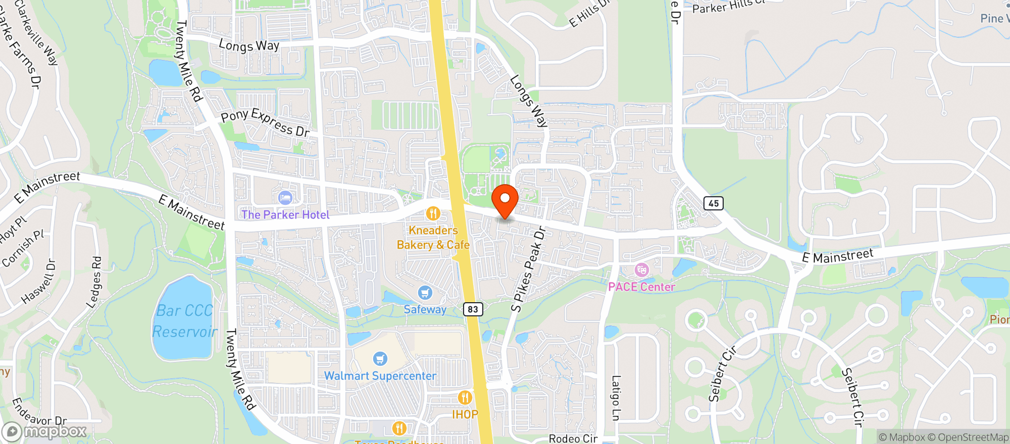 Map showing Parker Garage