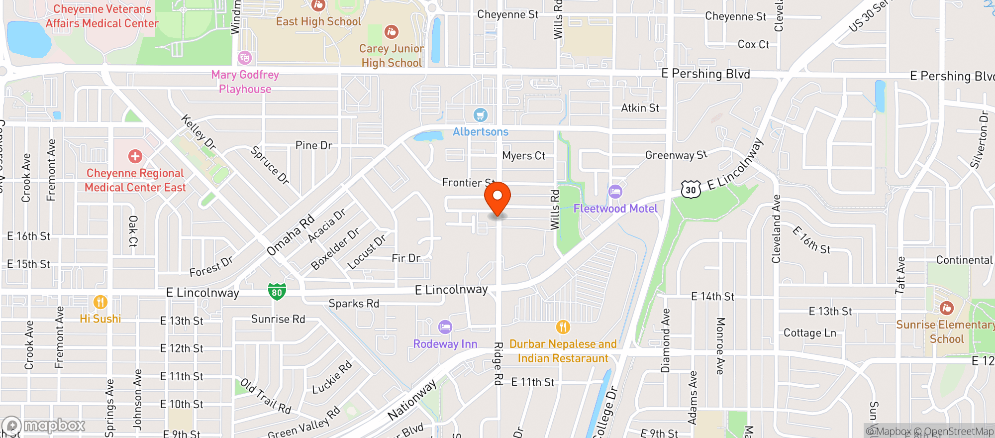 Map showing Amvets