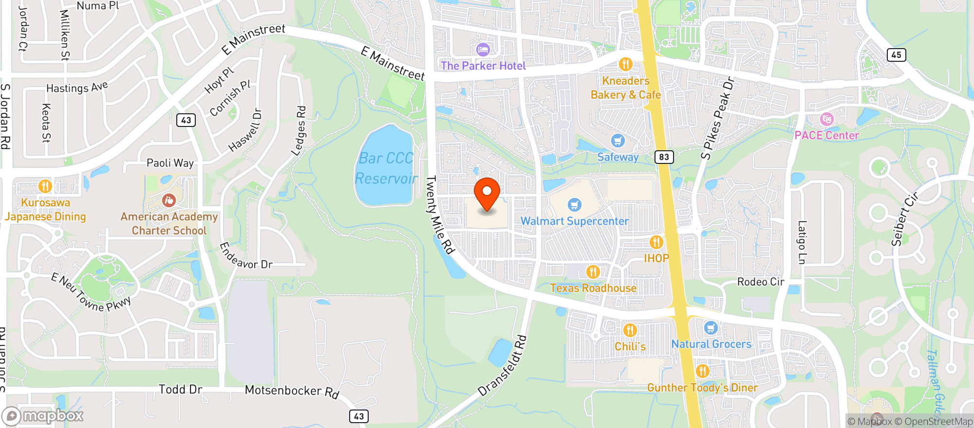 Map showing Target - Parker