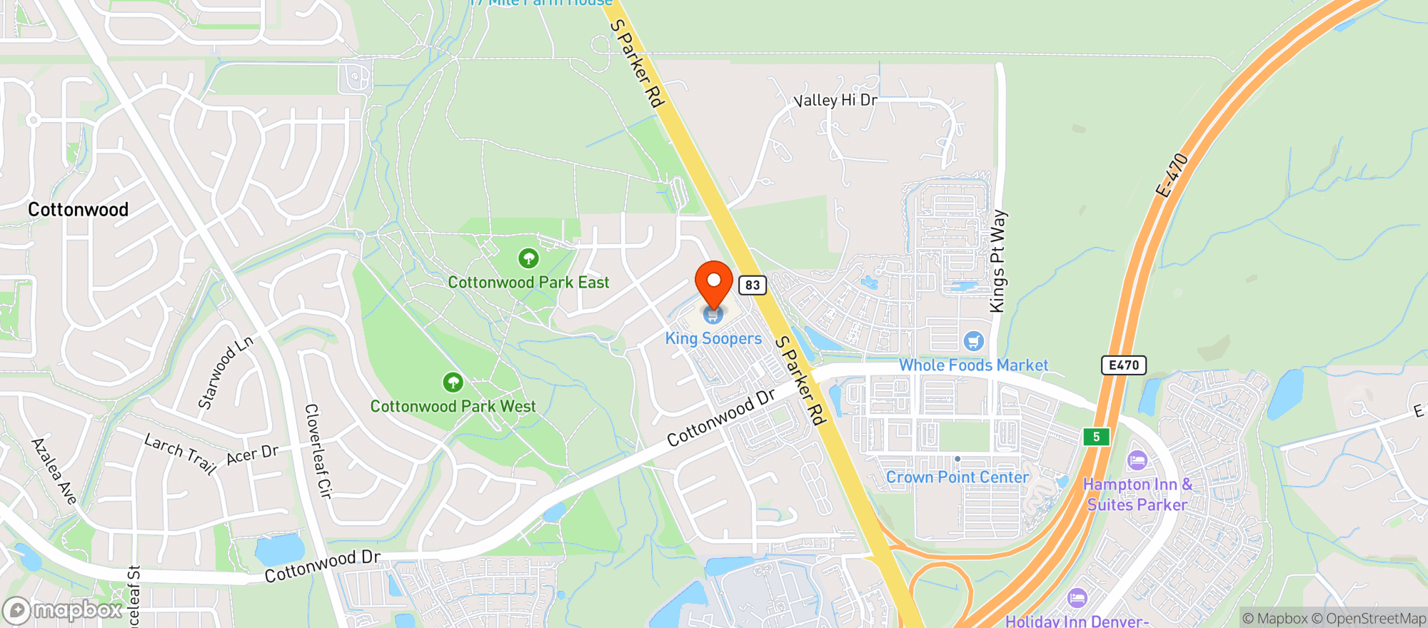 Map showing King Soopers