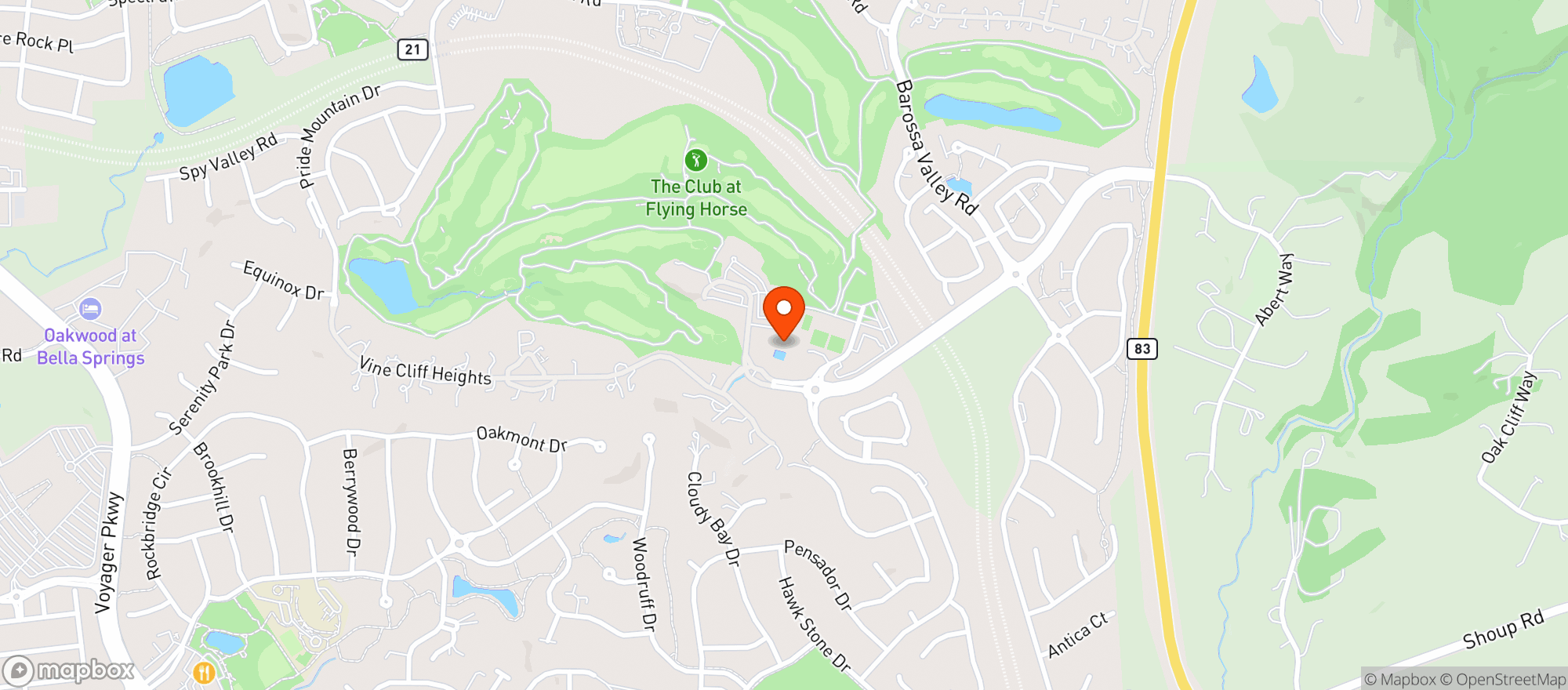 Map showing Flying Horse Country Club