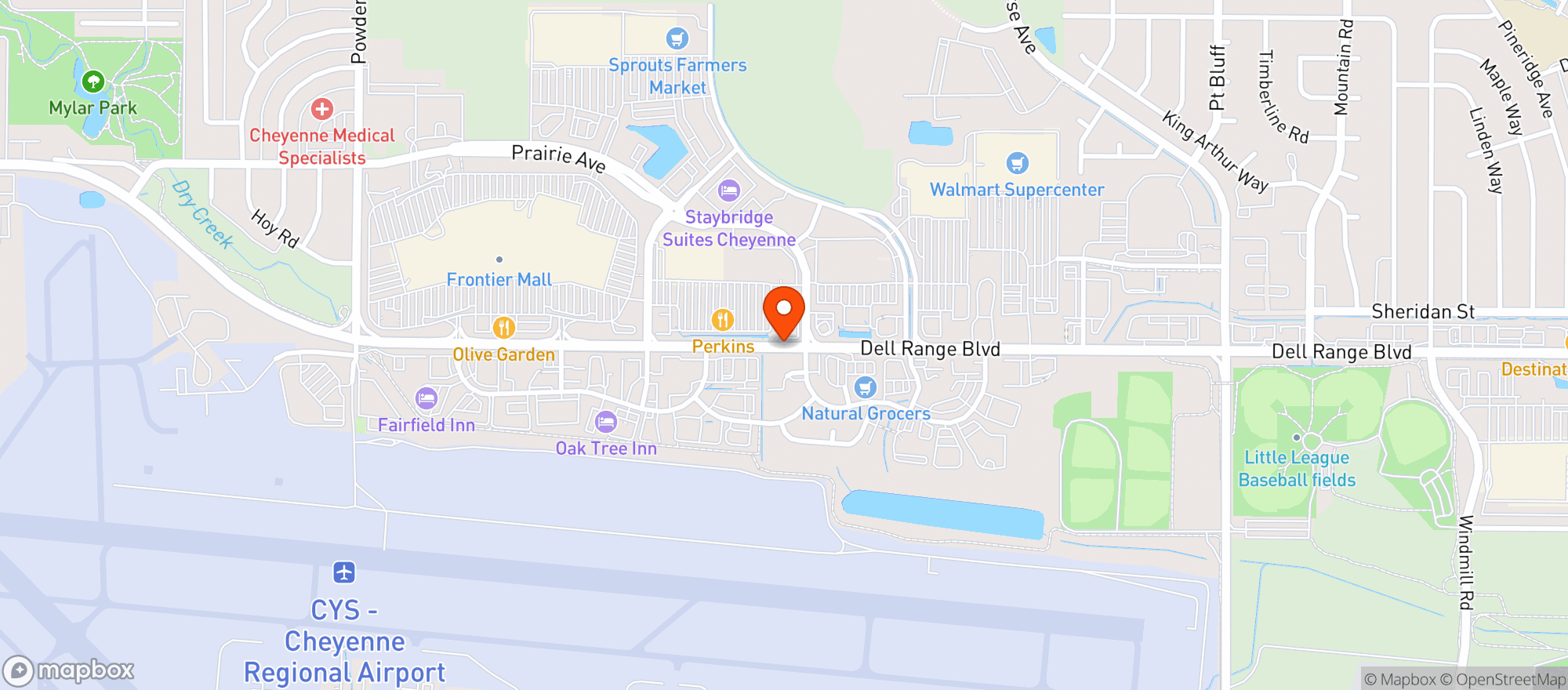 Map showing Los Tres Amigos