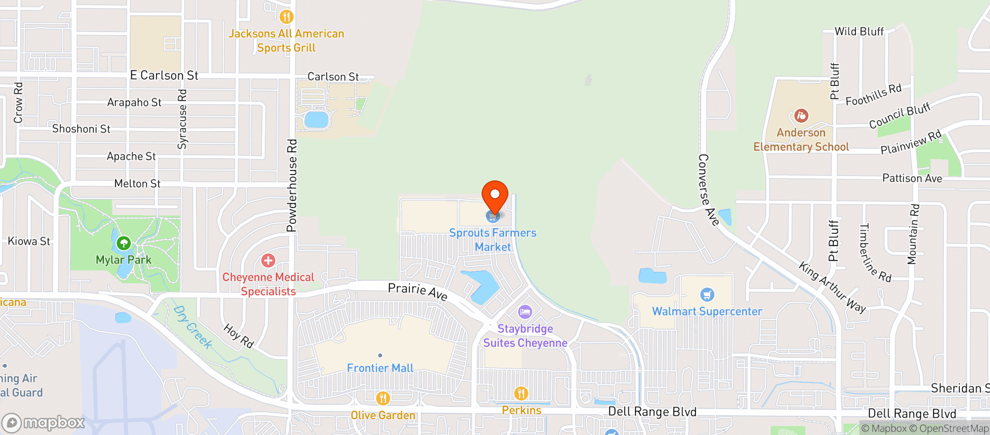 Map showing Sprouts - Cheyenne