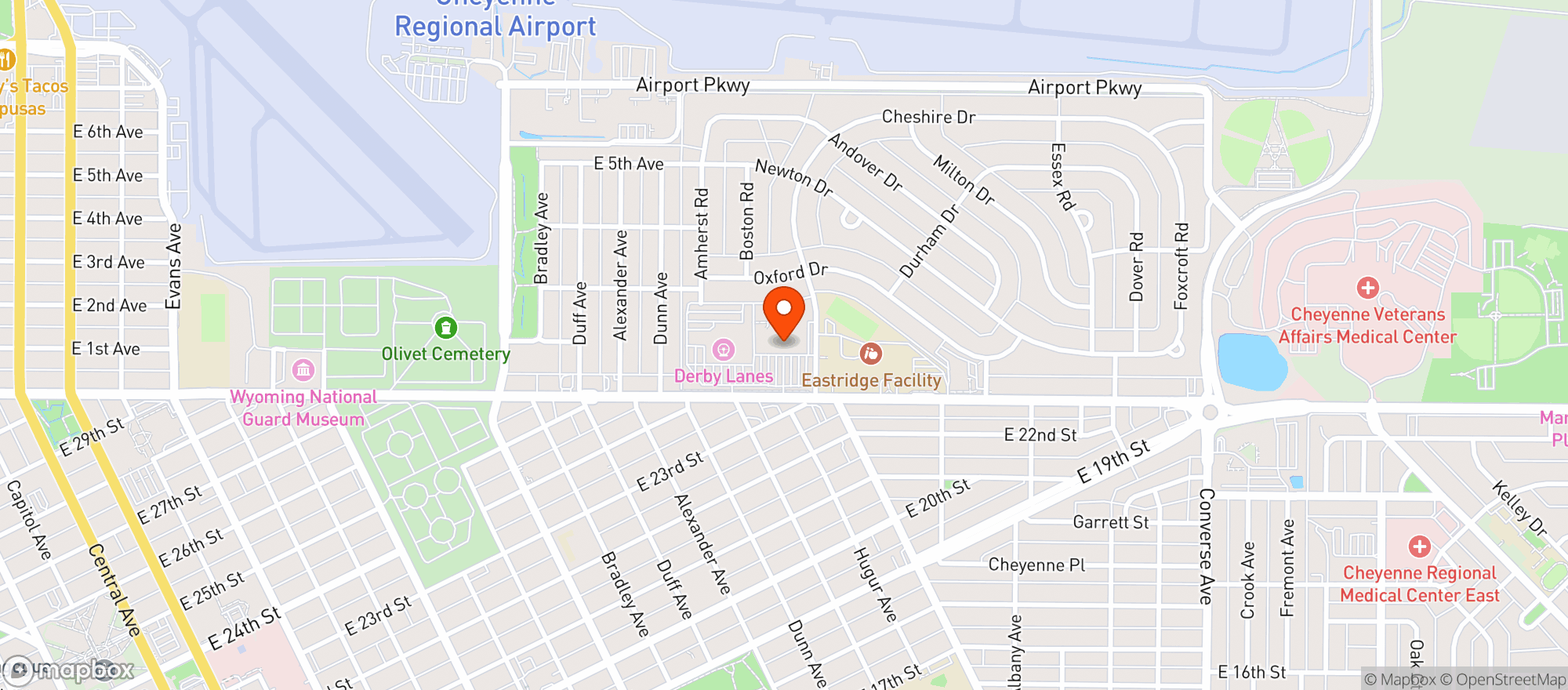 Map showing The Office Bar & Grill