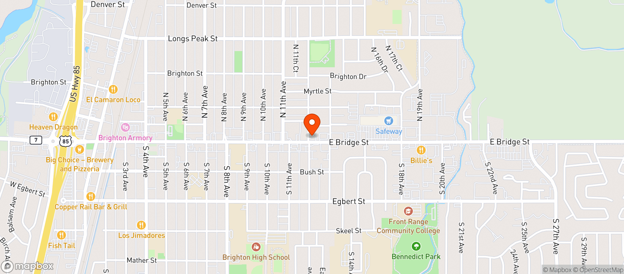 Map showing Brighton HWY 7 Liquor