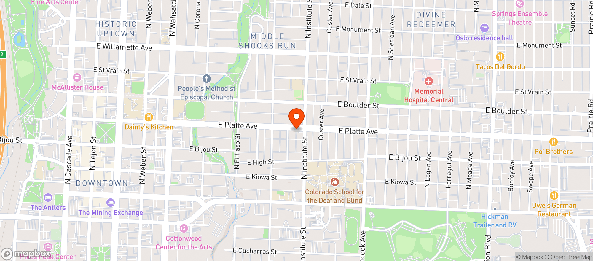 Map showing Platte Avenue Liquor