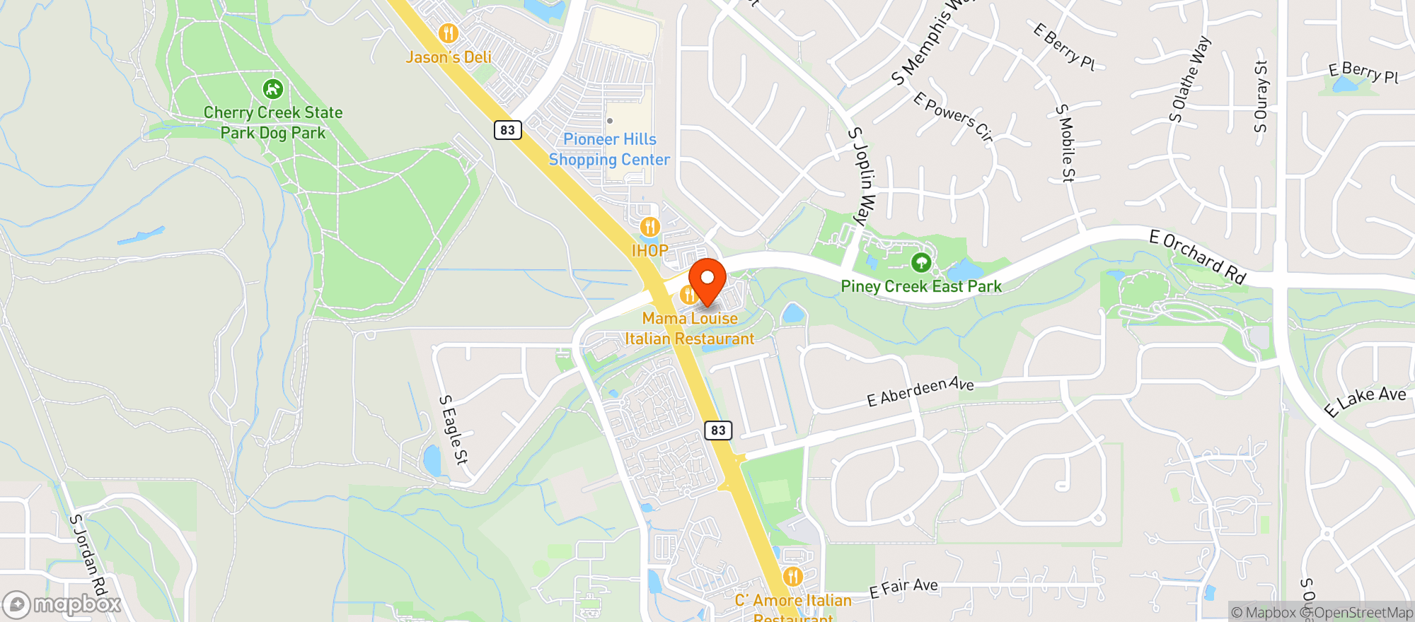Map showing Piney Creek Liquor