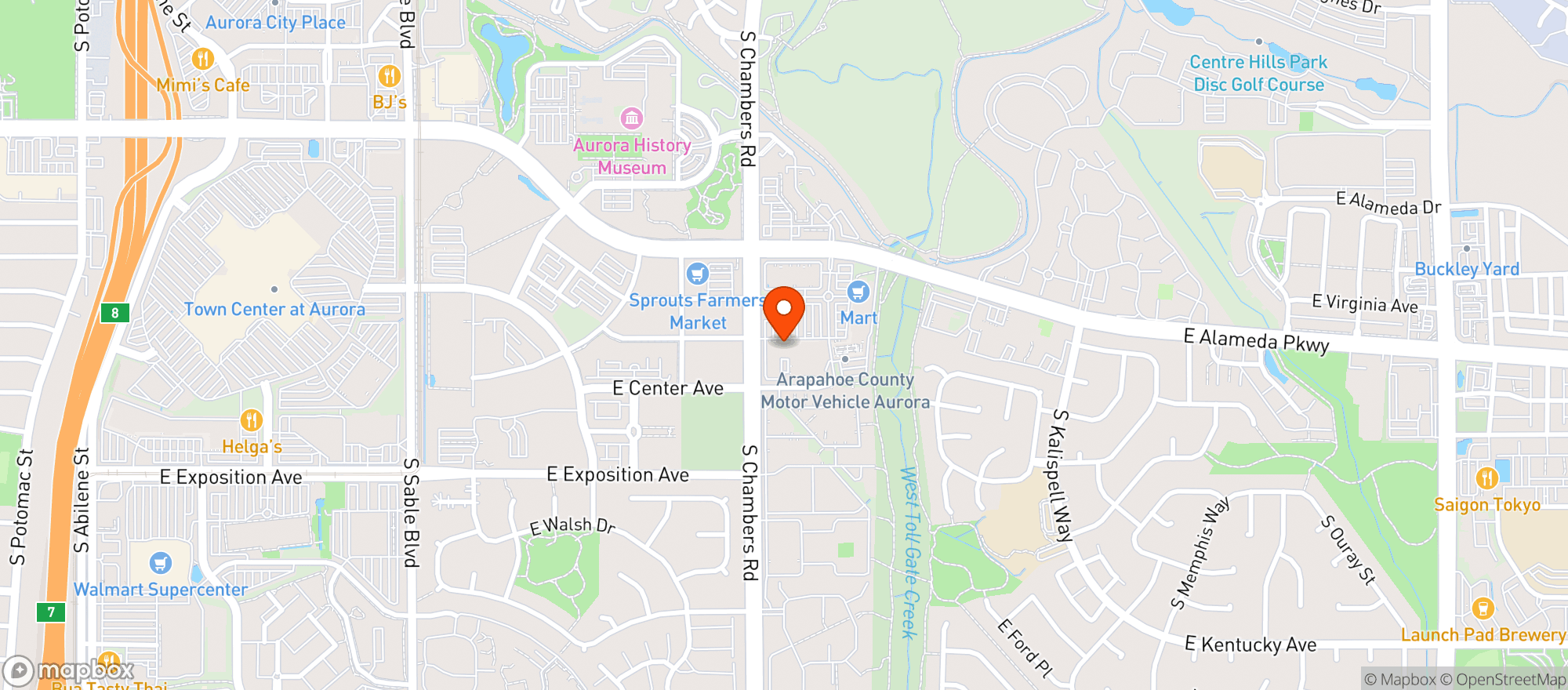 Map showing Alameda Crossing Liquors