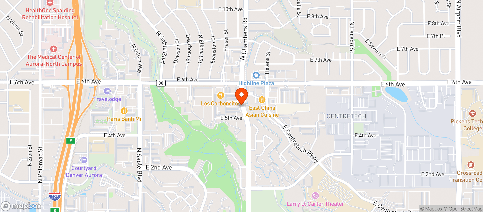 Map showing SPROUTS FARMERS MARKET (AURORA - CHAMBERS RD)