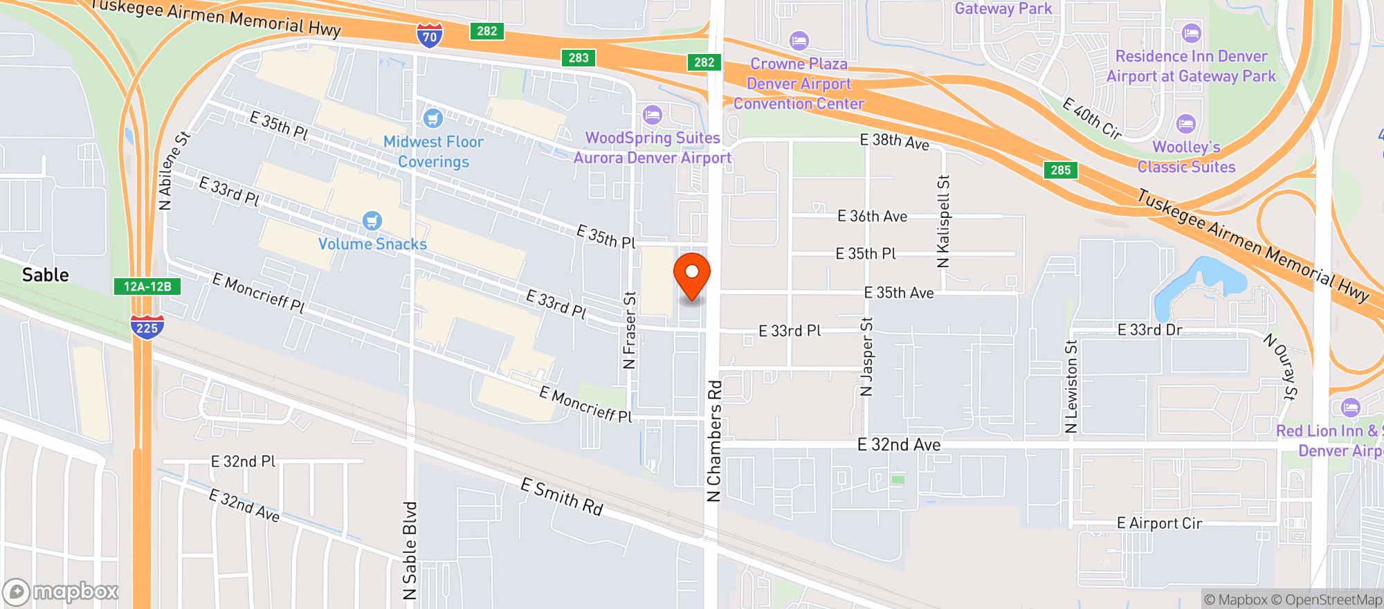 Map showing Door Dash