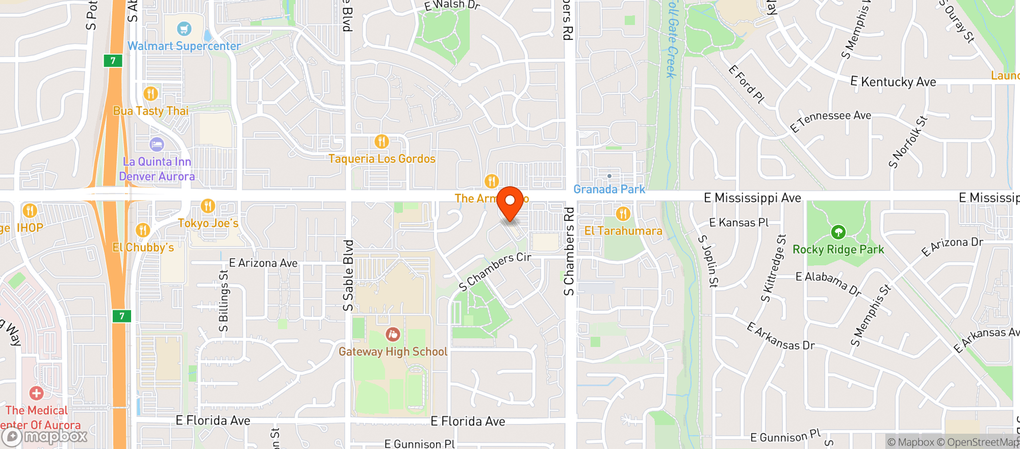 Map showing Oasis Grill