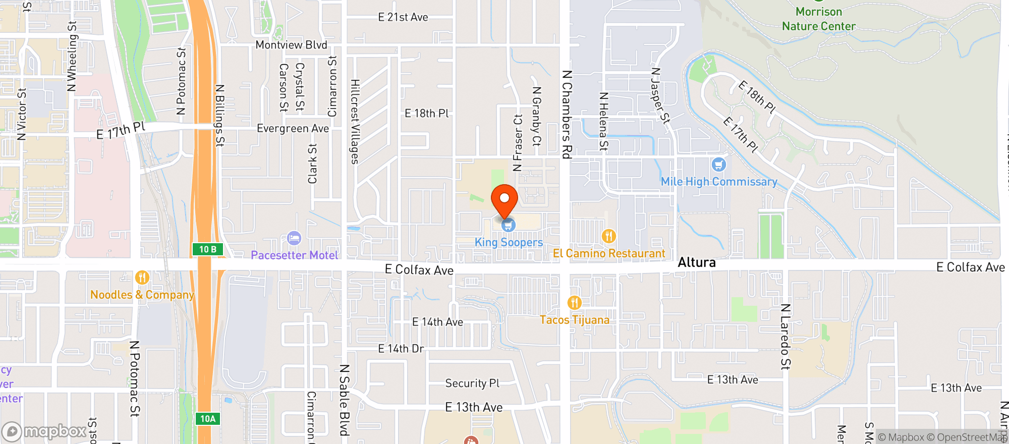 Map showing King Soopers